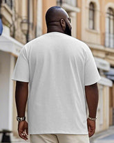 Men's Plus Size Daily Casual White Geometric Cross Print Henry Collar Button Short Sleeve T-Shirt